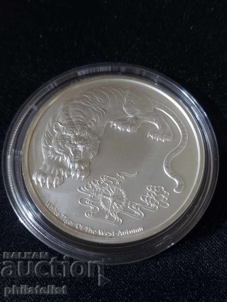 Σαμόα 2023 - 2 δολάρια - White Tiger 1 OZ , Ασημένιο νόμισμα