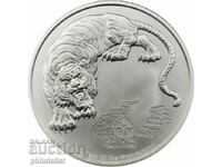 Σαμόα 2023 - 2 δολάρια - White Tiger 1 OZ , Ασημένιο νόμισμα