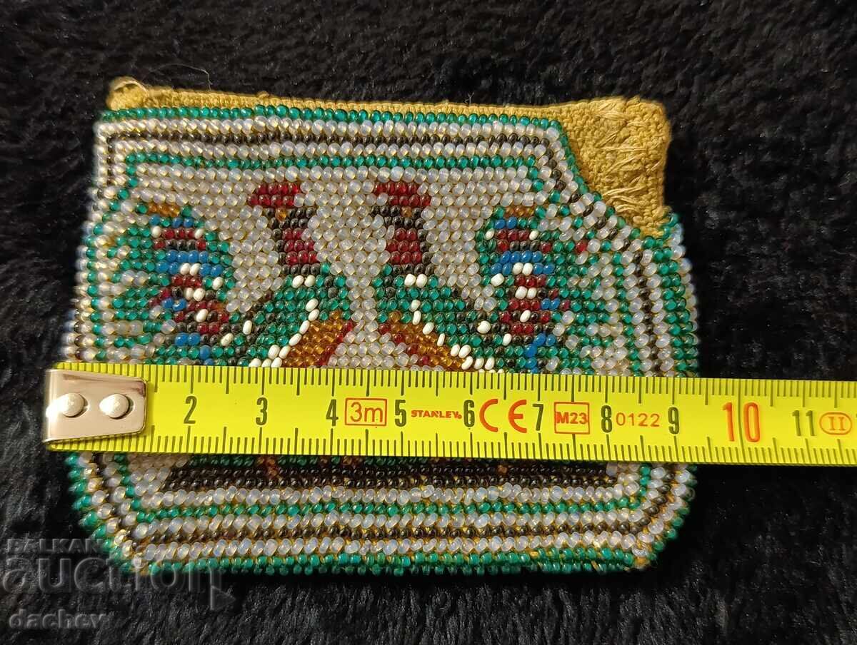 Старо мънистено портмоне с ПЕТЛИ пунгия мъниста синци носия - 5