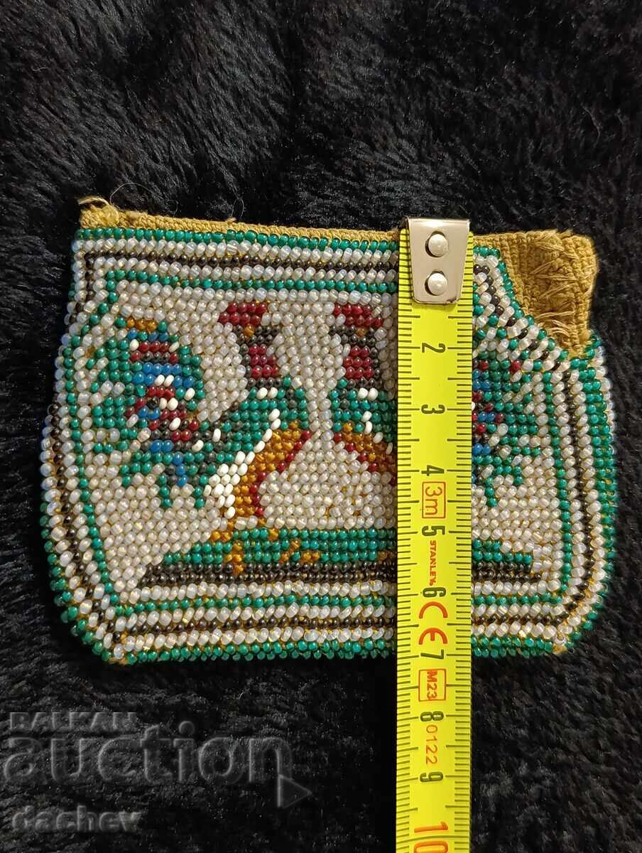 Старо мънистено портмоне с ПЕТЛИ пунгия мъниста синци носия - 6