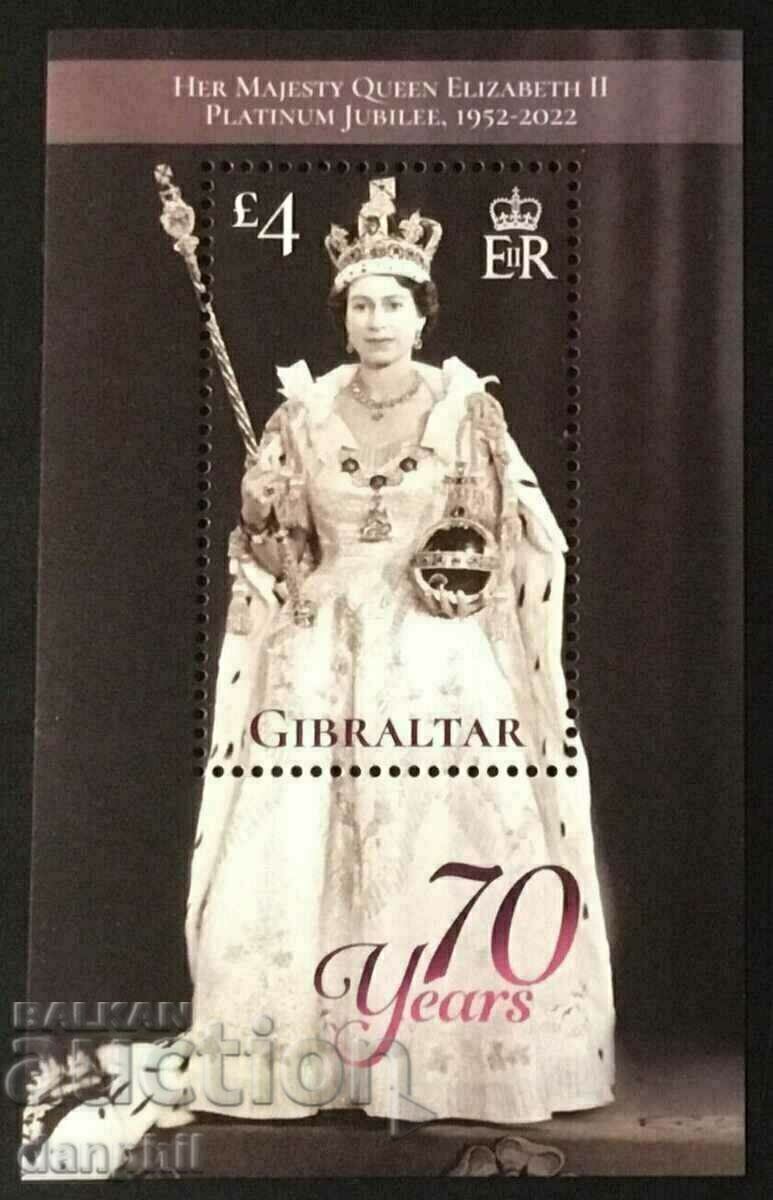 Gibraltar 2022 Platinum Jubilee Block curat, neștampilat