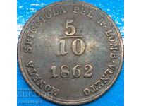 Lombardia Veneția 1/2 soldo 1862 5/10 Kreuzer Austria