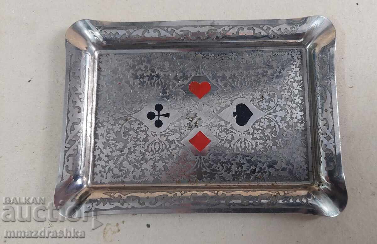 Card players' ashtray, metal