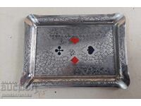 Card players' ashtray, metal