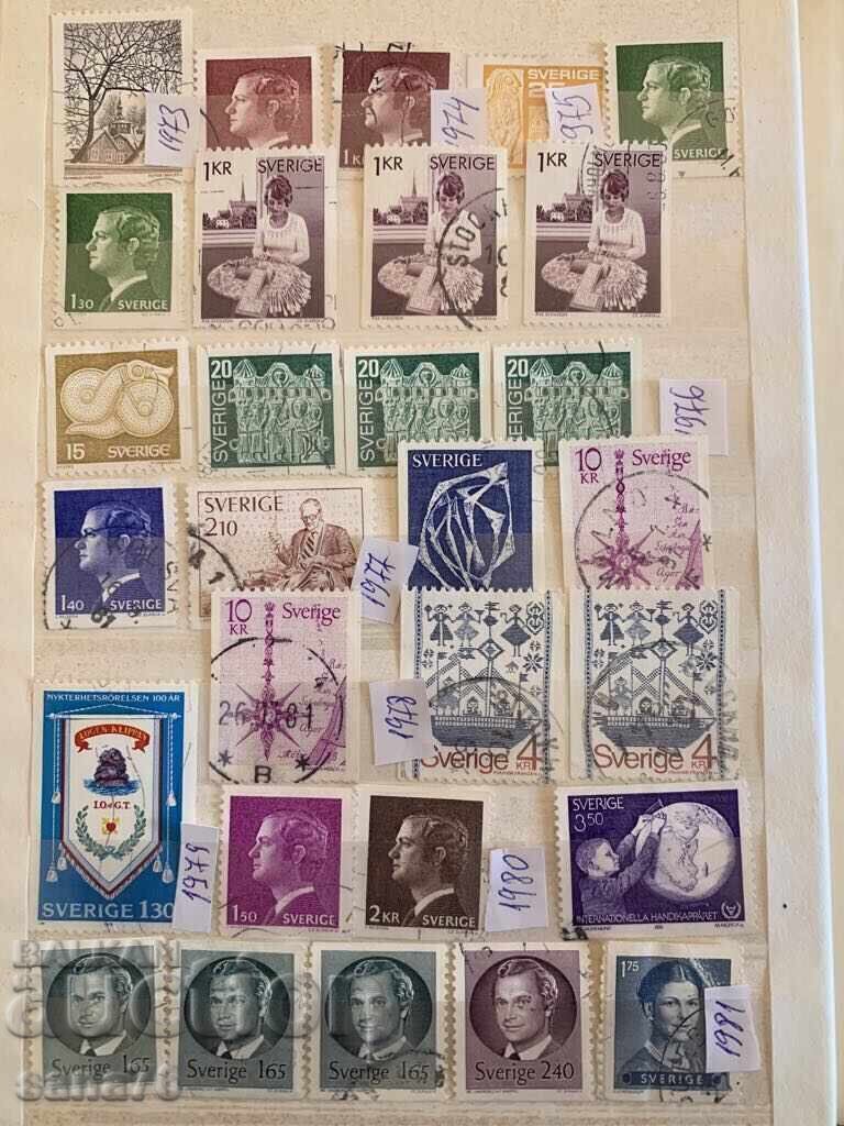 Auction  Lot of old stamps, collection from Sweden - From 1936 to 1986 - 93 pieces