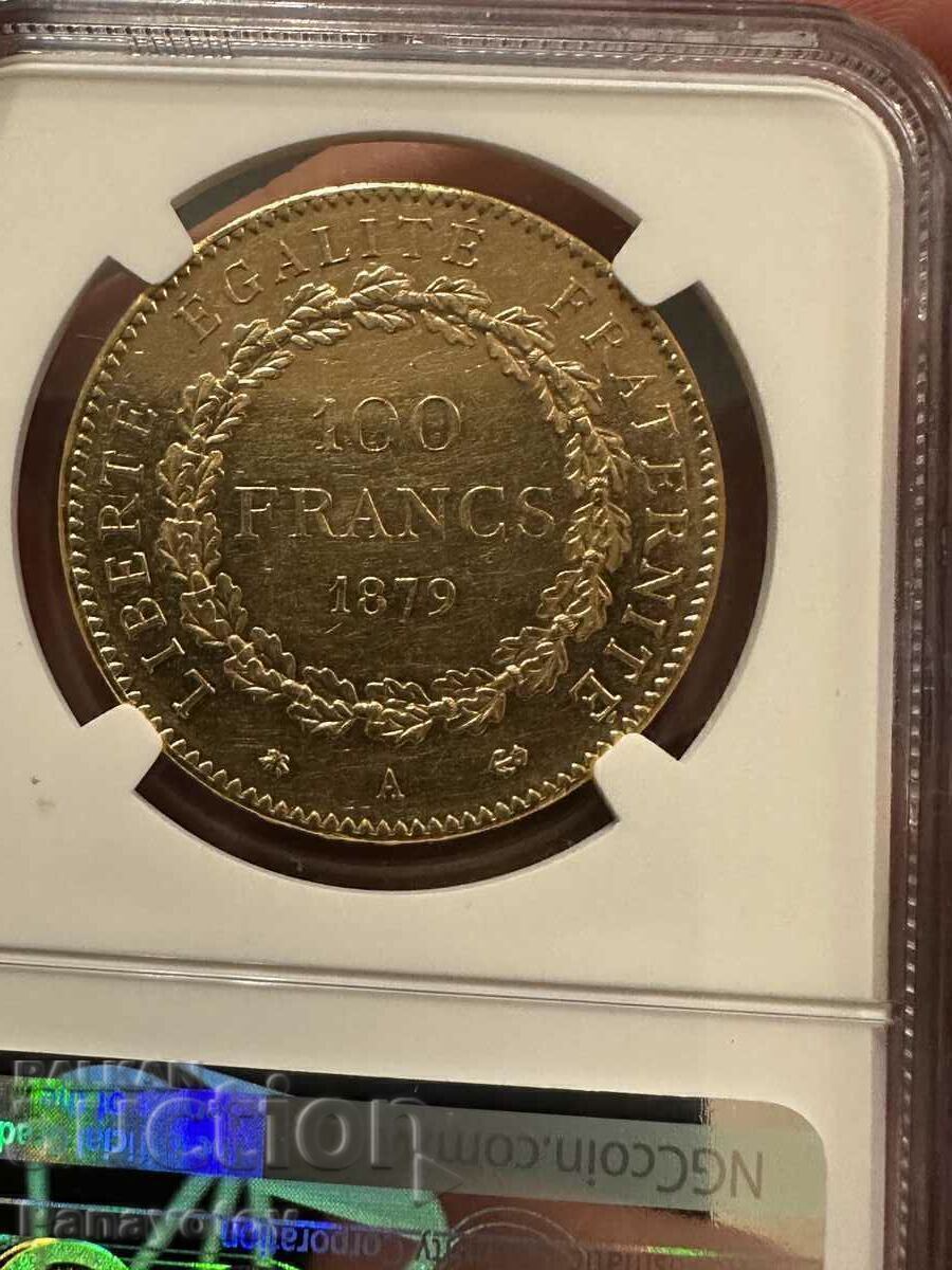 100 Francs Genius 1879 France gold bullion coin NGC au 58 - 5 100 Francs Genius 1879 France gold bullion coin NGC au 58 - 5