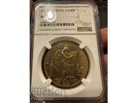 100 франка Гениус 1879 Франция злато златна монета NGC au 58