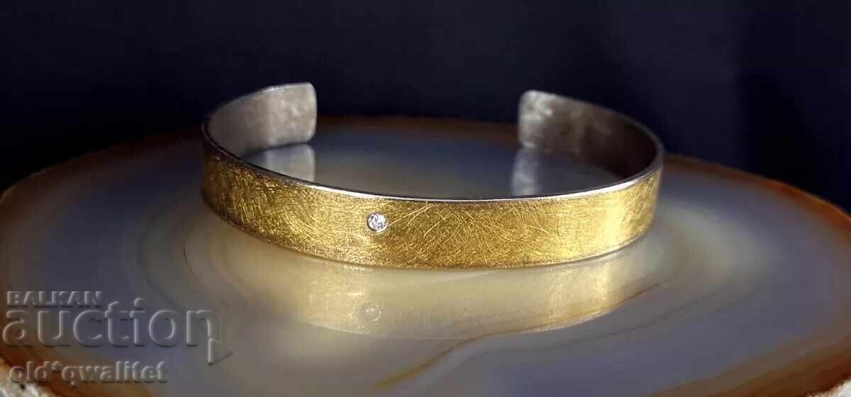 Old silver bracelet, jewelry with Diamond, gold plating Old silver bracelet, jewelry with Diamond, gold plating