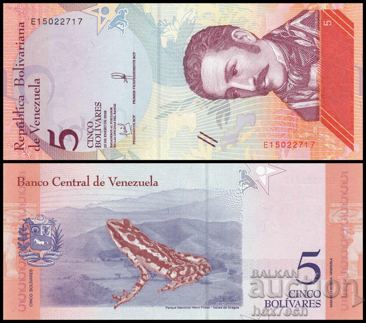 ❤️ ⭐ Βενεζουέλα 2018 5 Bolivar UNC νέο ⭐ ❤️