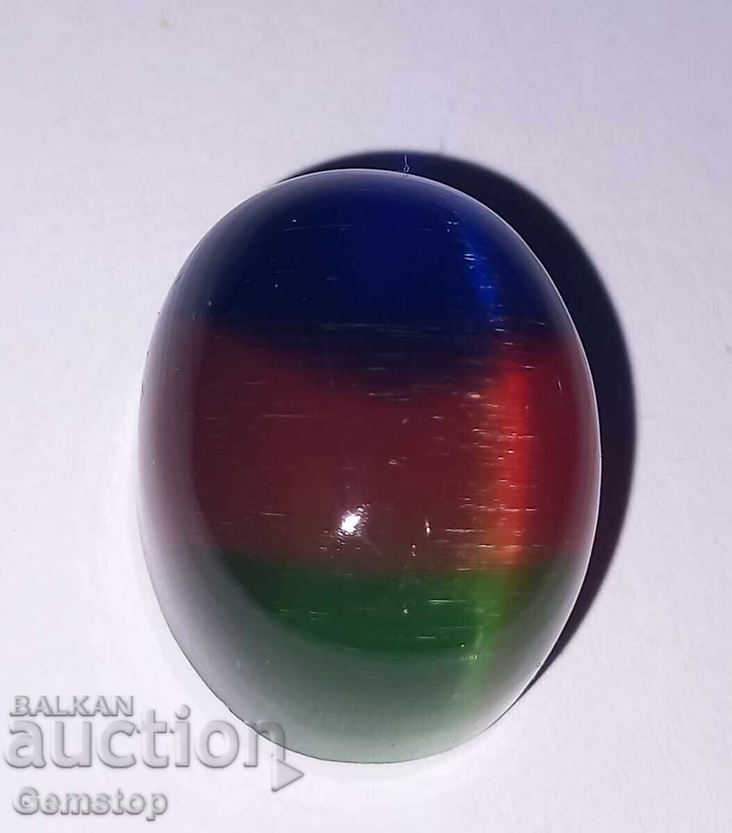 BZC! Turmalina tricolora naturala oval de 66,20 ct din clasa I!