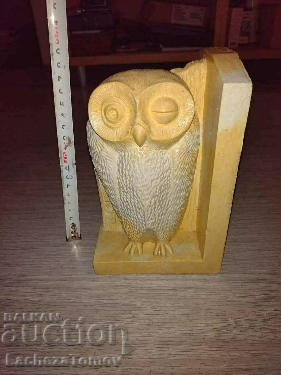 2 figures Owl Germany terracotta signature author stand