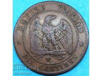 France 10 centimes 1855 Napoleon III / Eagle 30mm bronze