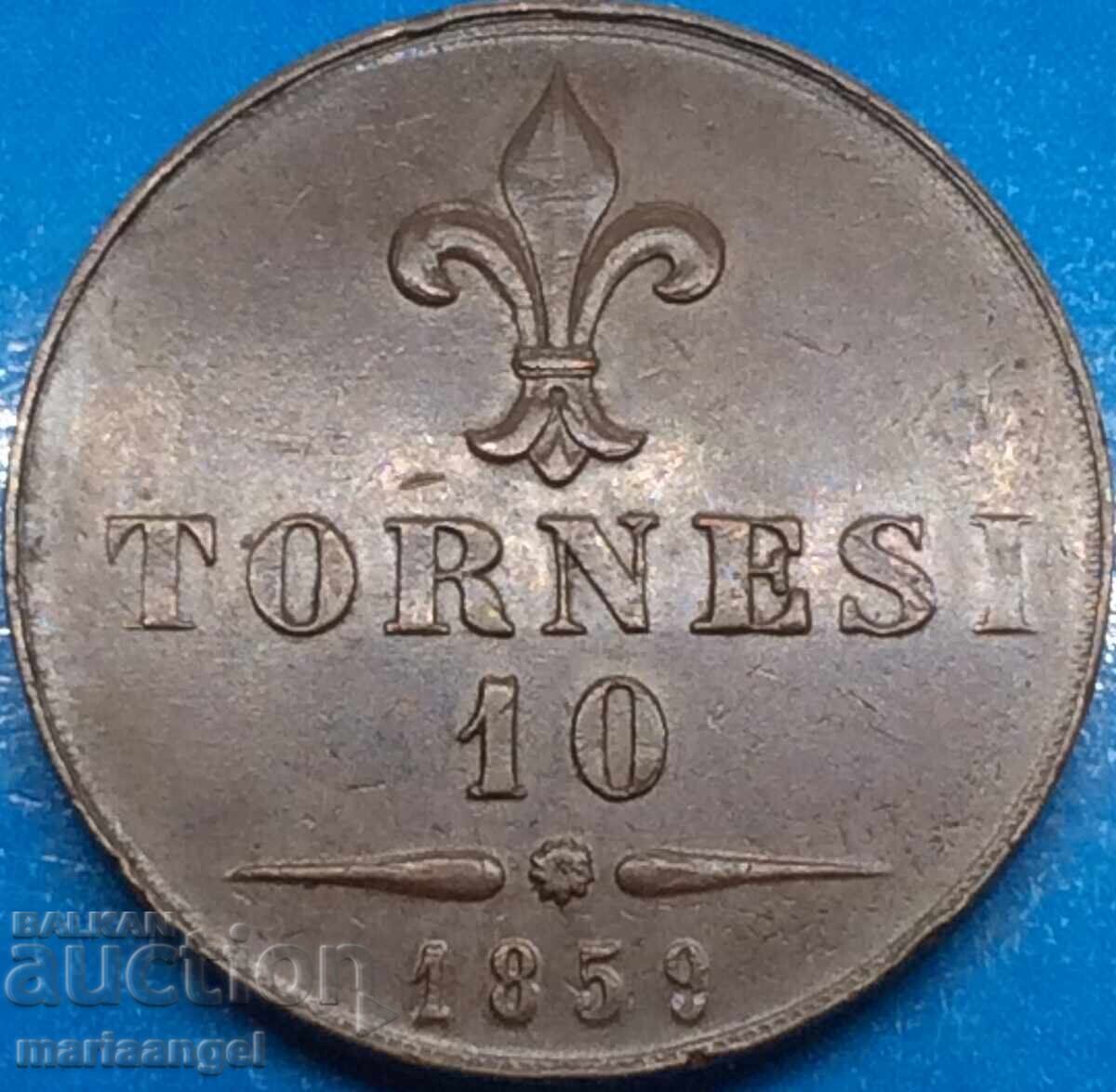 10 Tornesi 1859 Italia Napoli Francisco 37mm