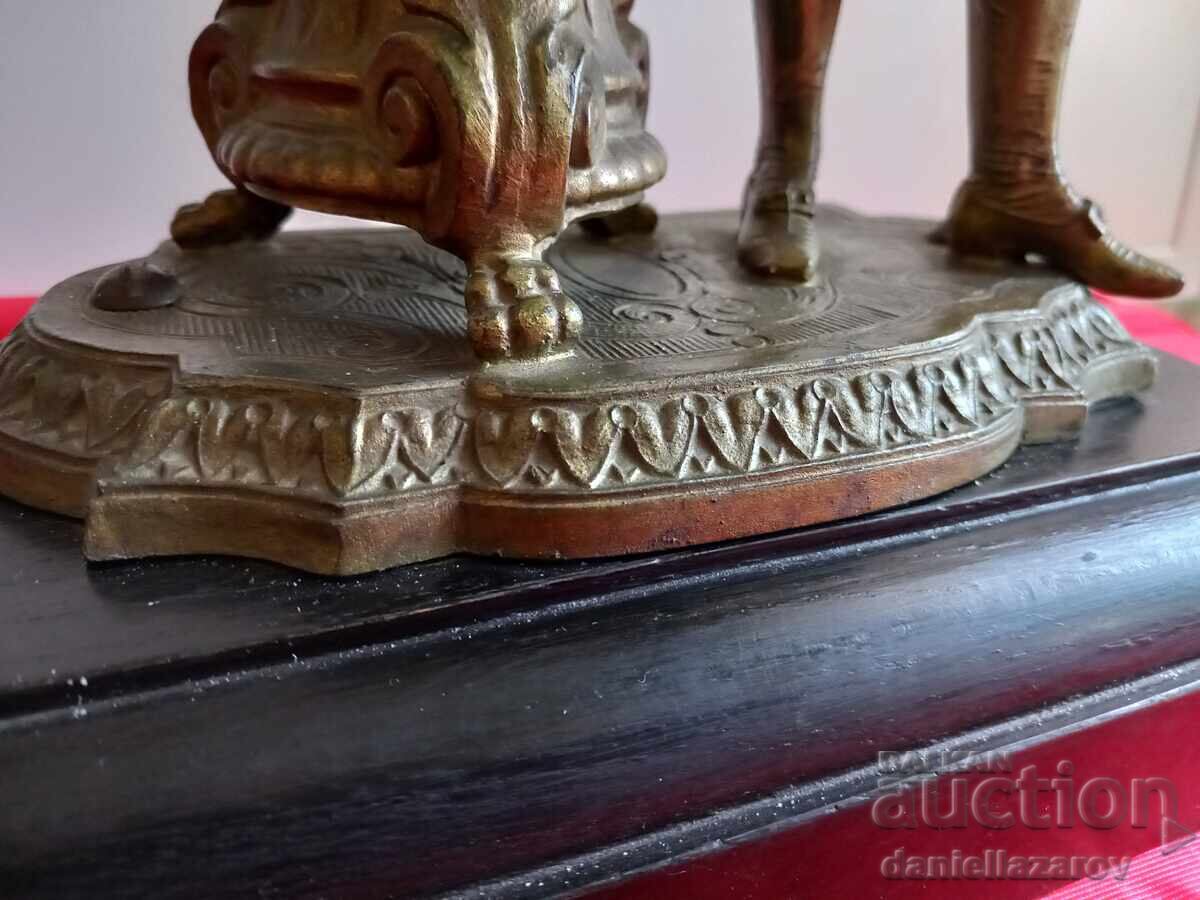 Auction Old Baroque French Bronze Statuette, Figure Auction Old Baroque French Bronze Statuette, Figure