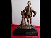 Statueta veche din bronz francez baroc, figura