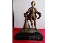 Statueta veche din bronz francez baroc, figura