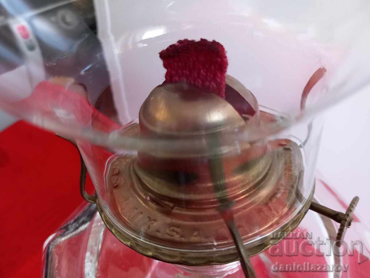 Rare Large Old Glass Gas Lamp - 5