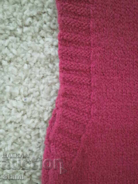 Pulover fără mâneci buclé tricotat la mașină, culoare ciclamen - 6