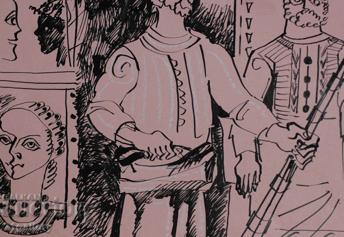 Atanas Kotsev (1957-) Abstract Figural Composition 1987. - 6 Atanas Kotsev (1957-) Abstract Figural Composition 1987. - 6