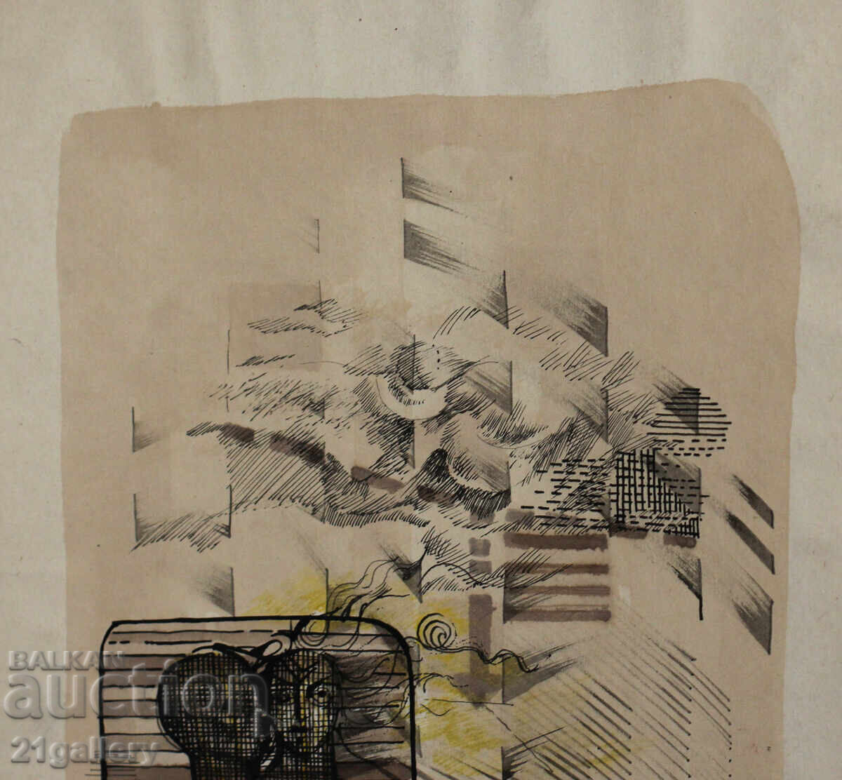 Delivery of Atanas Kotsev (1957-) Abstract Figural Composition 1984. Delivery of Atanas Kotsev (1957-) Abstract Figural Composition 1984.