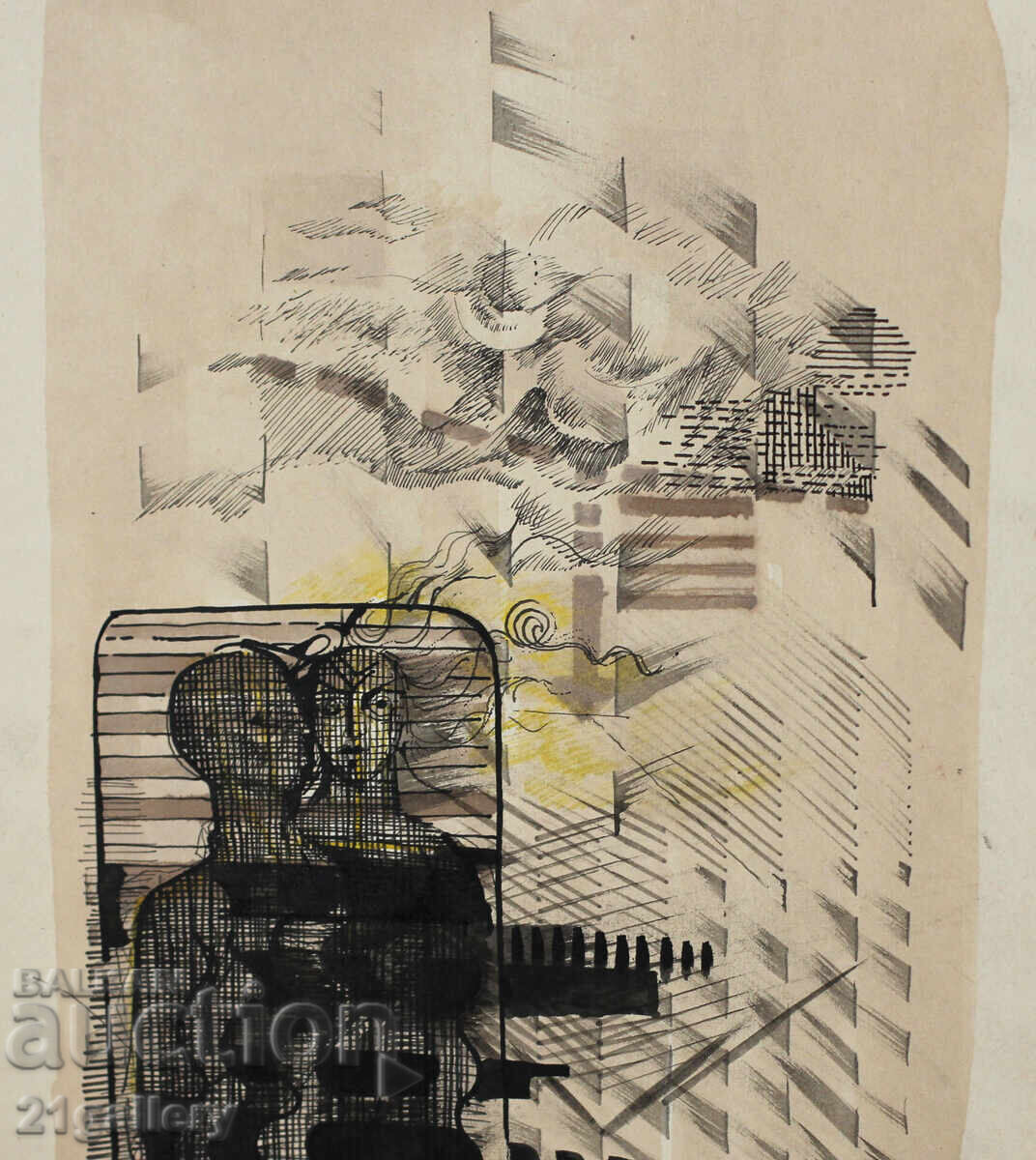 Atanas Kotsev (1957-) Abstract Figural Composition 1984. - 5 Atanas Kotsev (1957-) Abstract Figural Composition 1984. - 5