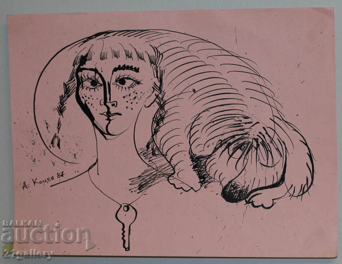 Delivery of Atanas Kotsev (1957-) Abstract Figural Composition 1987. Delivery of Atanas Kotsev (1957-) Abstract Figural Composition 1987.