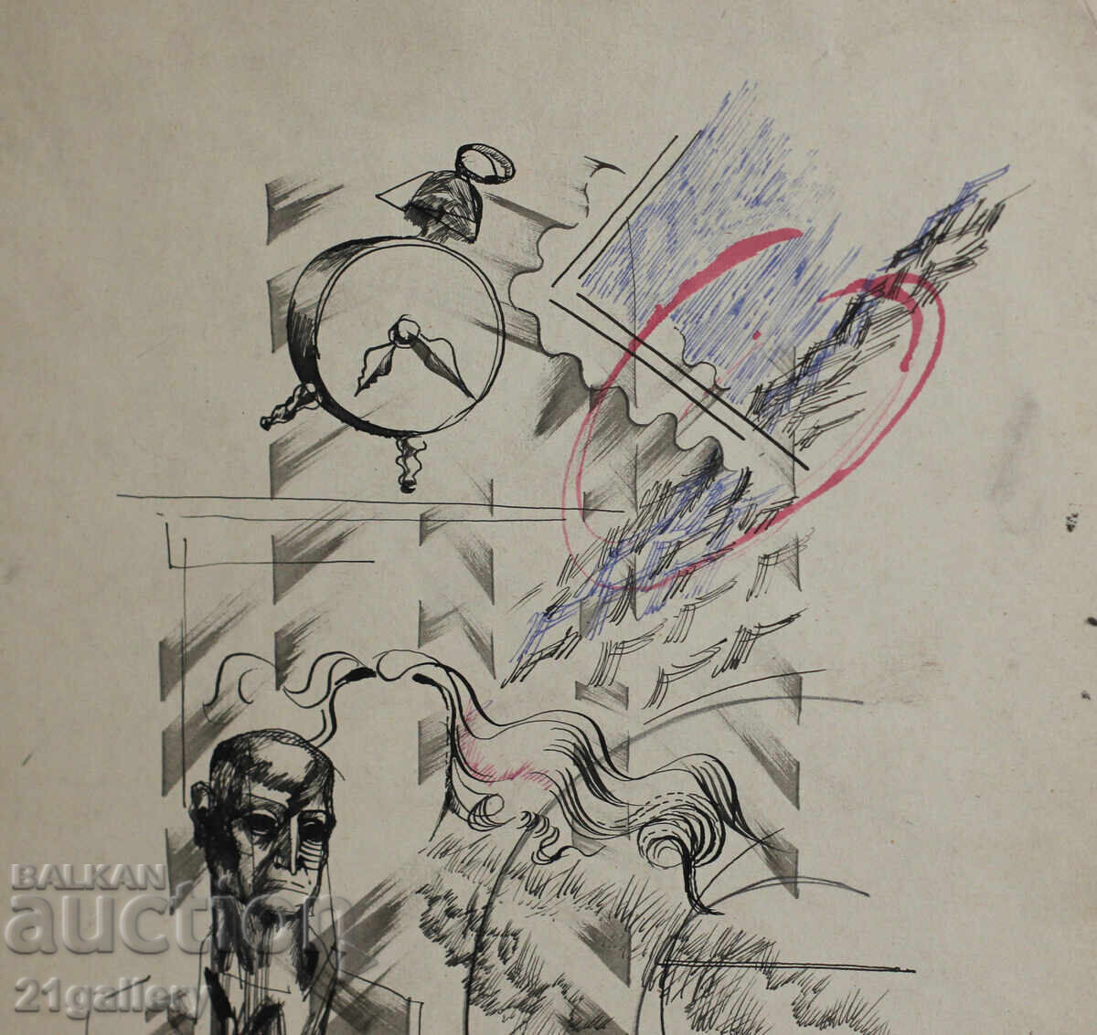 Atanas Kotsev (1957-) Abstract Figural Composition 1983. - 5 Atanas Kotsev (1957-) Abstract Figural Composition 1983. - 5