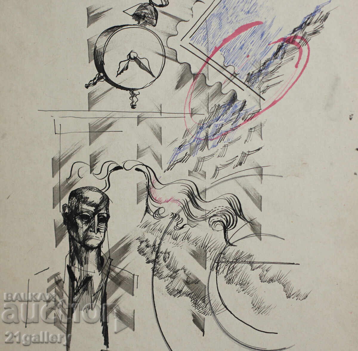 Atanas Kotsev (1957-) Abstract Figural Composition 1983. - 6 Atanas Kotsev (1957-) Abstract Figural Composition 1983. - 6