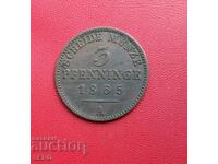 Γερμανία-Πρωσία-3 pfennig 1865 A-Βερολίνο-πολλά, όμορφα διατηρημένα