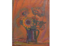 Still life vase with flowers, oil paints, signed