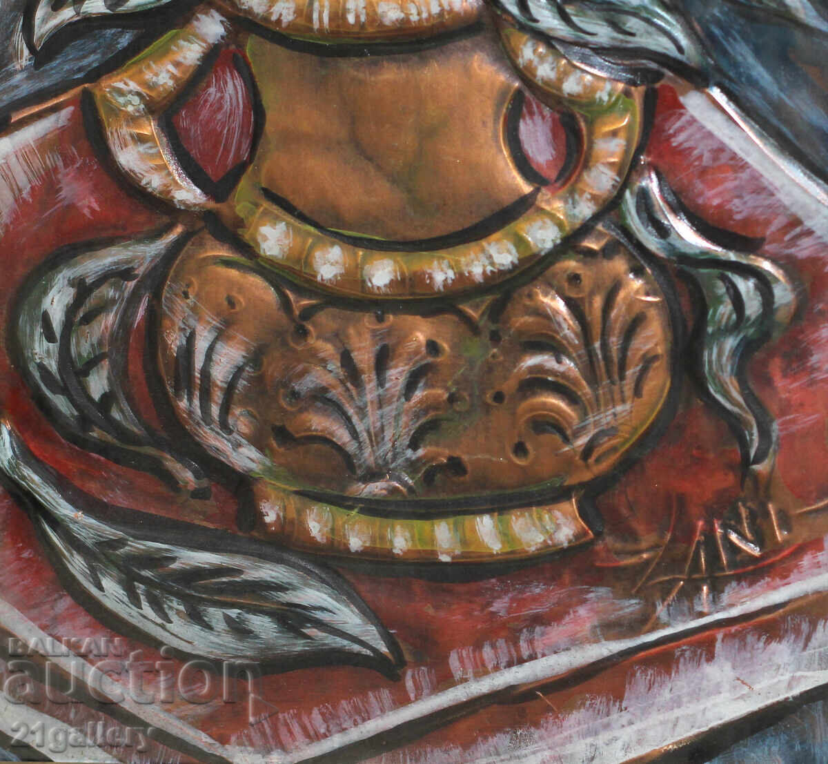 Still life/vase with flowers, painted copper - 6 Still life/vase with flowers, painted copper - 6