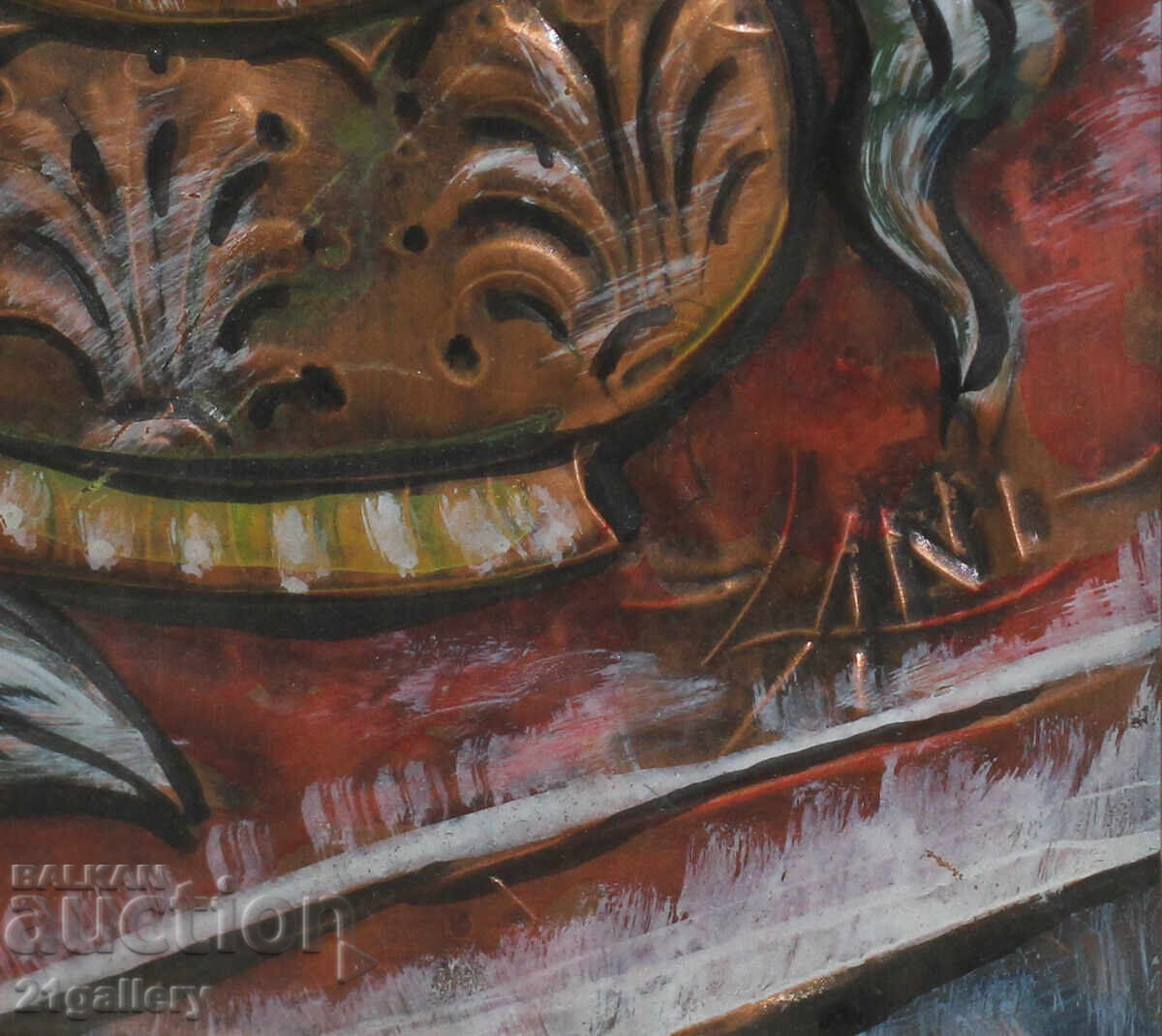 Still life/vase with flowers, painted copper - 7 Still life/vase with flowers, painted copper - 7