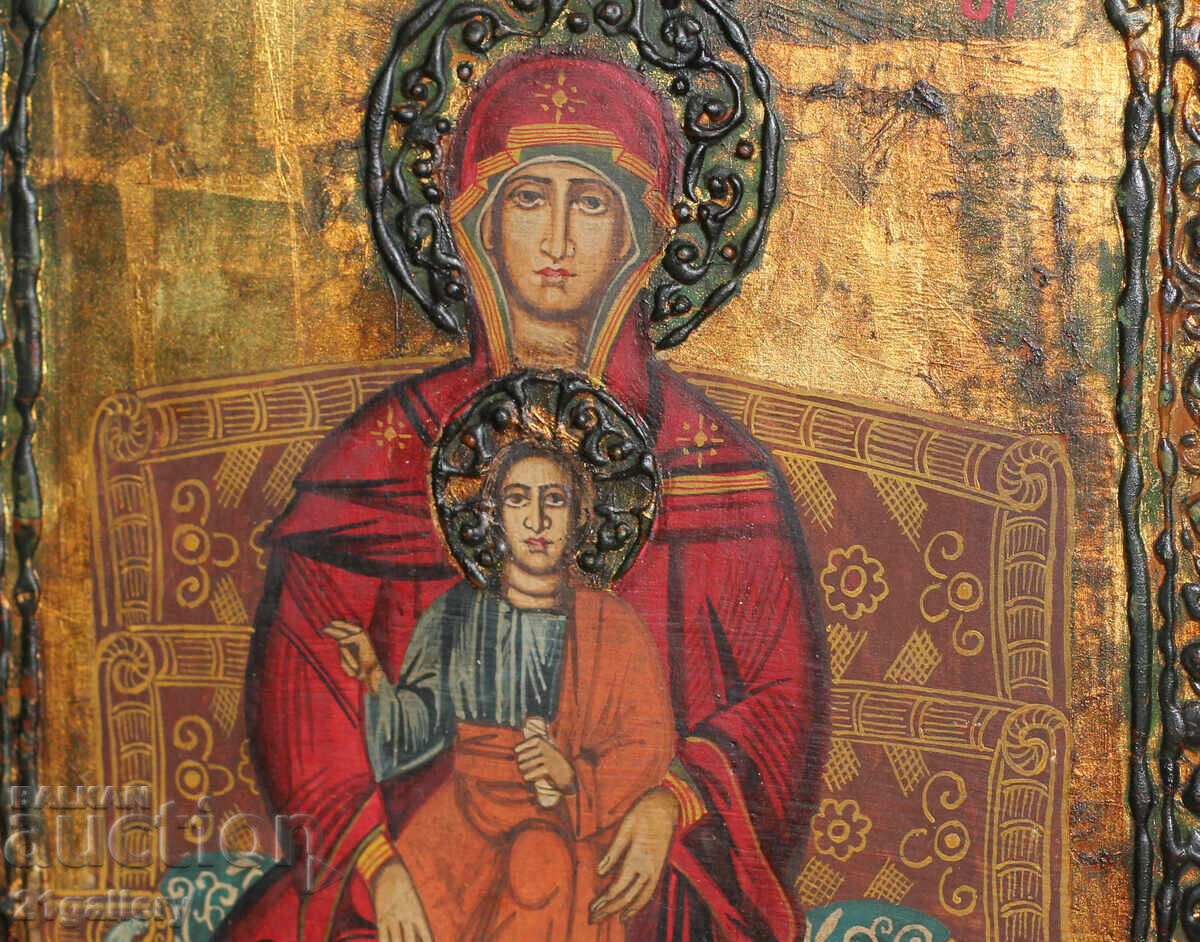 Hand-painted icon of the Holy Mother of God with the Child - 5