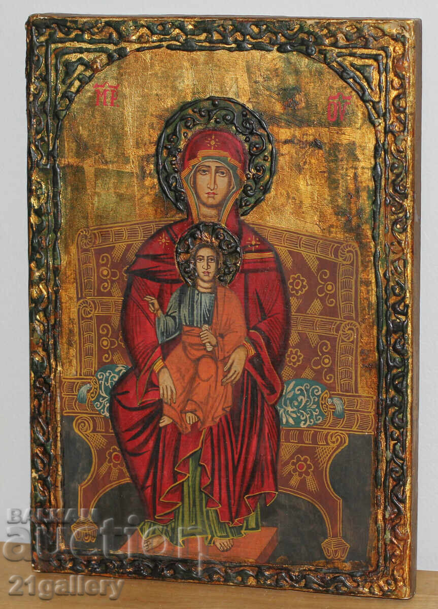 Hand-painted icon of the Holy Mother of God with the Child