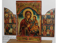 Hand-painted icon triptych Holy Virgin and Child