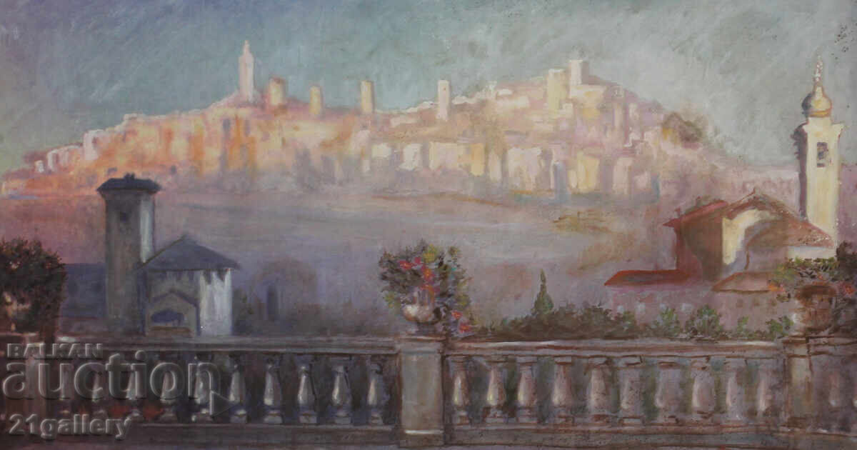 Landscape from Bergamo, mid-20th century, signed with price 2000.00 BGN | € 1022.58 Landscape from Bergamo, mid-20th century, signed with price 2000.00 BGN | € 1022.58