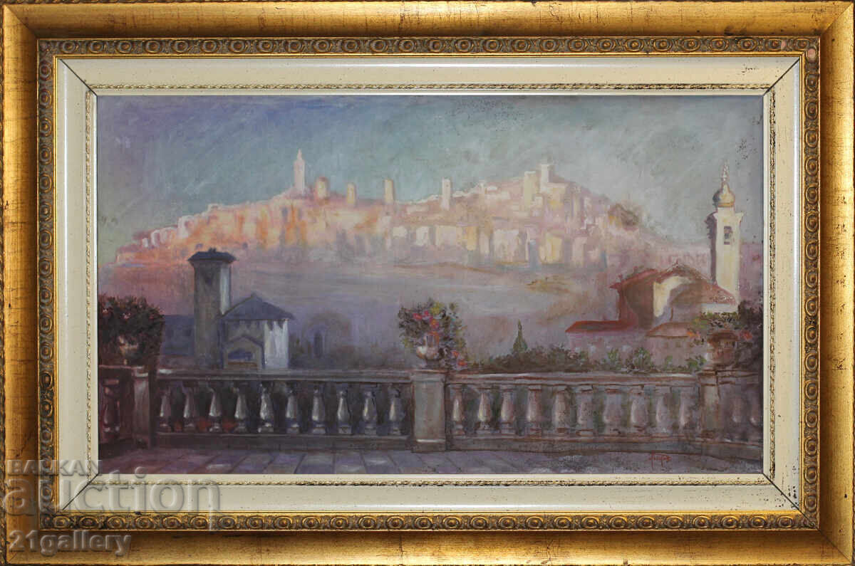 Auction Landscape from Bergamo, mid-20th century, signed Auction Landscape from Bergamo, mid-20th century, signed