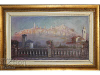 Τοπίο από Μπέργκαμο, μέσα του 20ου αιώνα, υπογεγραμμένο