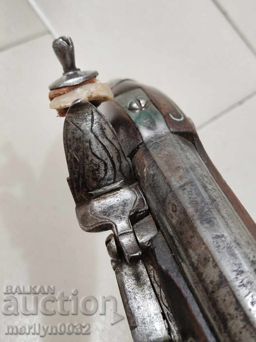Πυρόλιθο 47cm Οθωμανικό όπλο με ασημένια καρφιά - 7