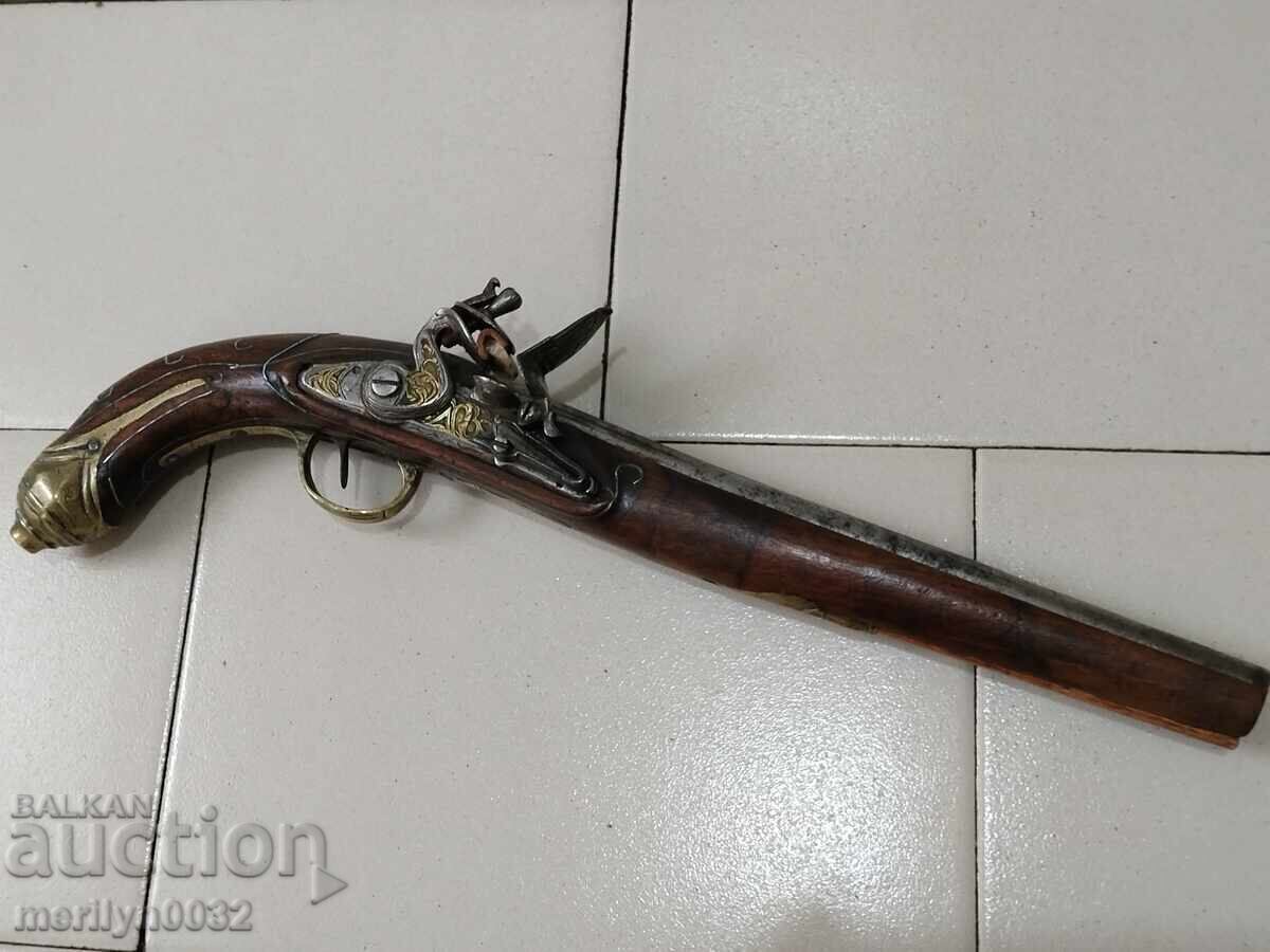 Pistol otoman Flint de 47 cm cu crampoane argintii Pistol otoman Flint de 47 cm cu crampoane argintii