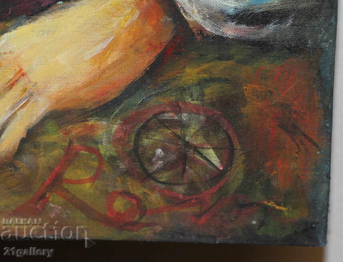 Contemporary oil painting, figural composition signed - 7