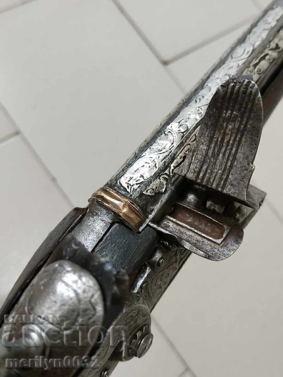 Flintlock pistol 42cm Ottoman pistol with silver fittings - 7 Flintlock pistol 42cm Ottoman pistol with silver fittings - 7