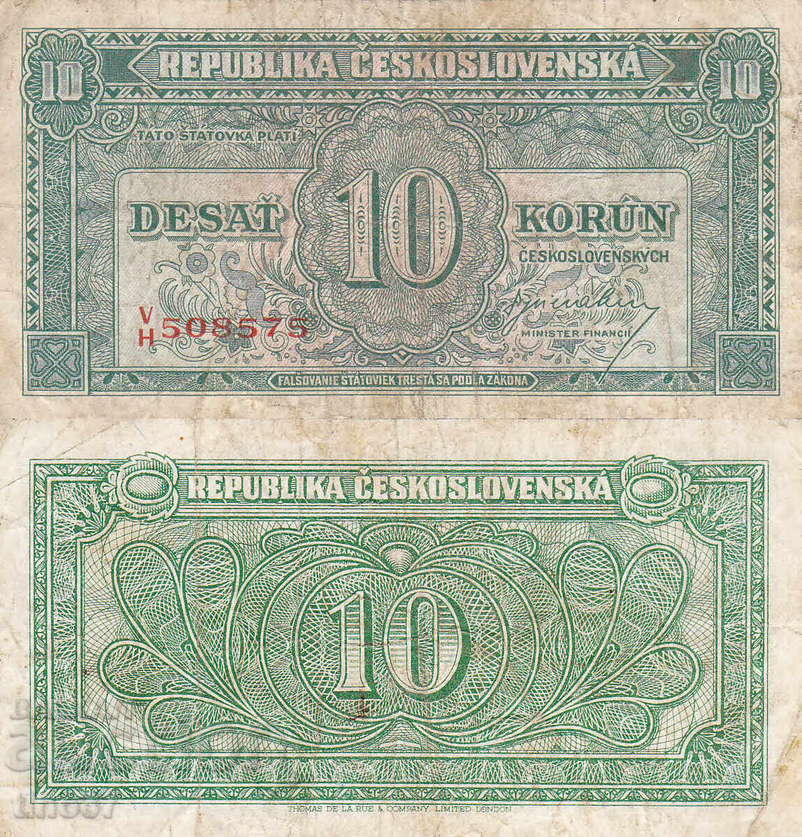 tino37- CZECHOSLOVAKIA - 10 KRON - 1945 tino37- CZECHOSLOVAKIA - 10 KRON - 1945