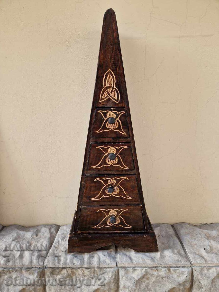 Antique wooden pyramid cabinet with price 117.00 BGN | € 59.82 Antique wooden pyramid cabinet with price 117.00 BGN | € 59.82