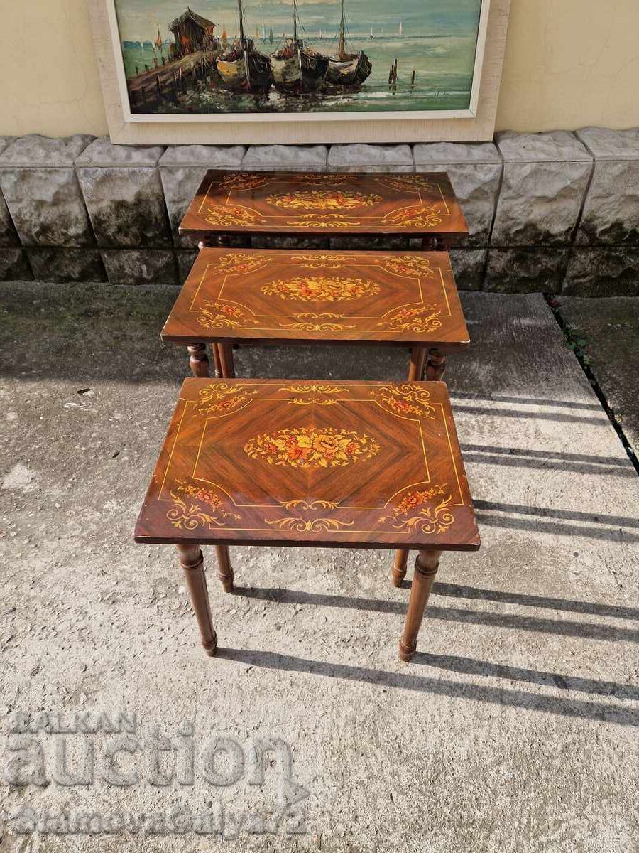 Delivery of Great set of antique wooden tables, 3 pieces Delivery of Great set of antique wooden tables, 3 pieces