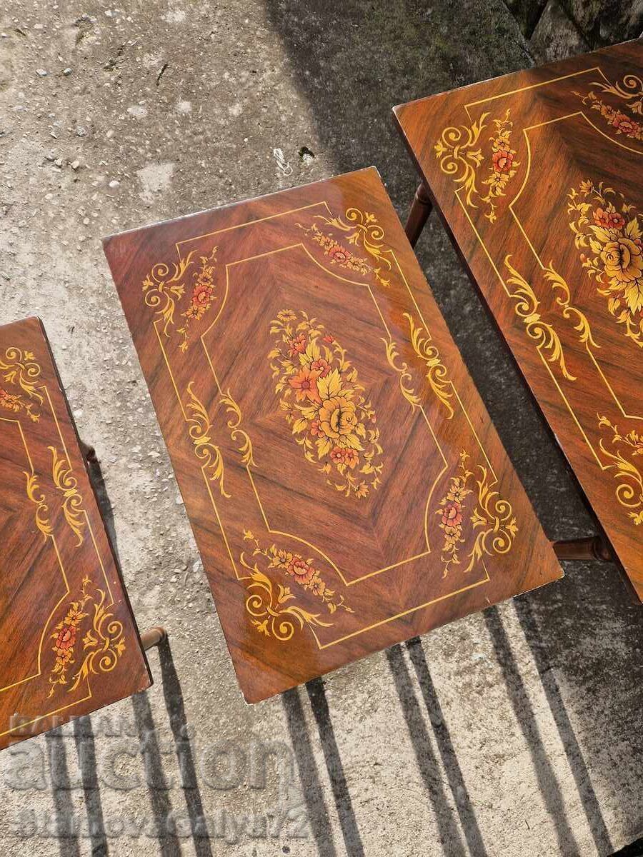 Great set of antique wooden tables, 3 pieces - 7 Great set of antique wooden tables, 3 pieces - 7