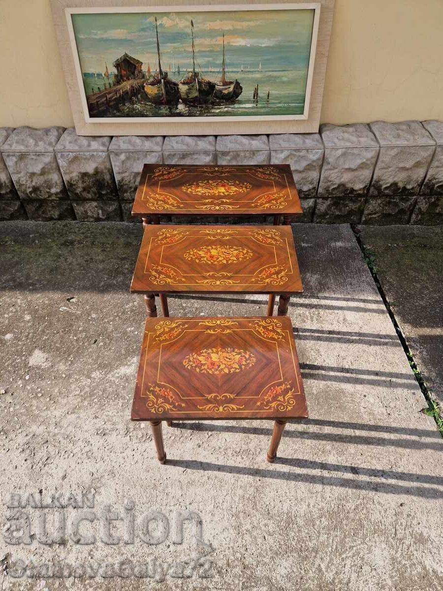 Great set of antique wooden tables, 3 pieces Great set of antique wooden tables, 3 pieces