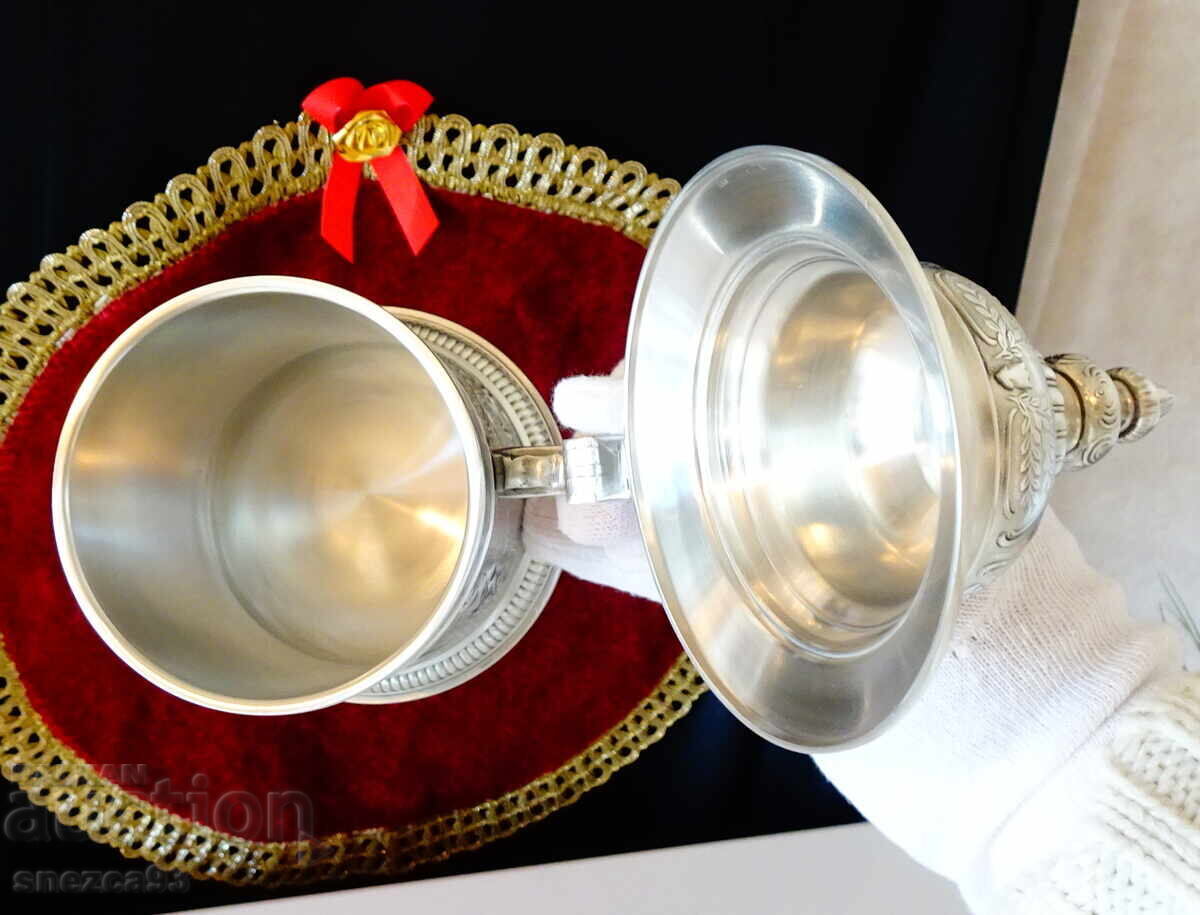 Cana din cositor Lindenwirtin, familie, nunta din cositor. - 6 Cana din cositor Lindenwirtin, familie, nunta din cositor. - 6