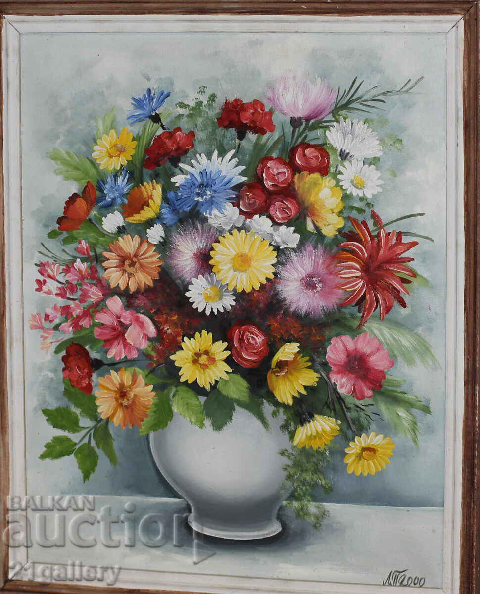 Contemporary painting still life/vase with flowers, oil paints 2000 with price 250.00 BGN | € 127.82 Contemporary painting still life/vase with flowers, oil paints 2000 with price 250.00 BGN | € 127.82