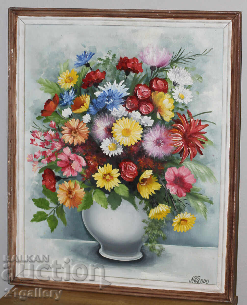 Auction Contemporary painting still life/vase with flowers, oil paints 2000 Auction Contemporary painting still life/vase with flowers, oil paints 2000